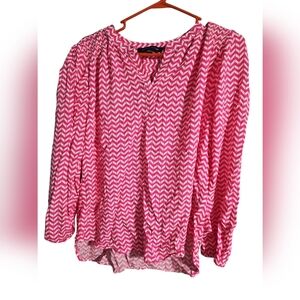 NEW Pink Chevron Tommy Hilfger Women's Top Size PXL